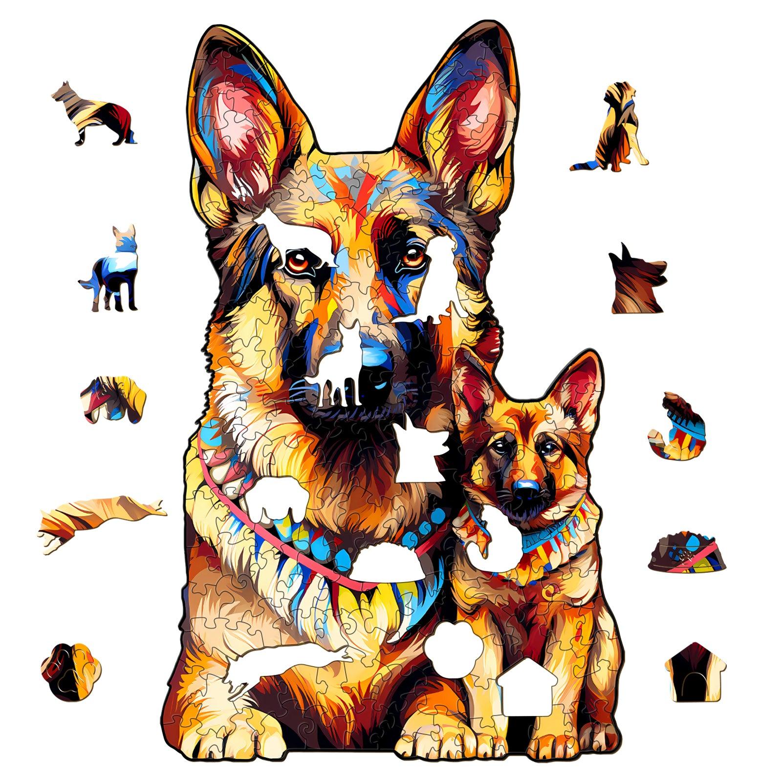 German Shepherd Family Wooden Jigsaw Puzzle