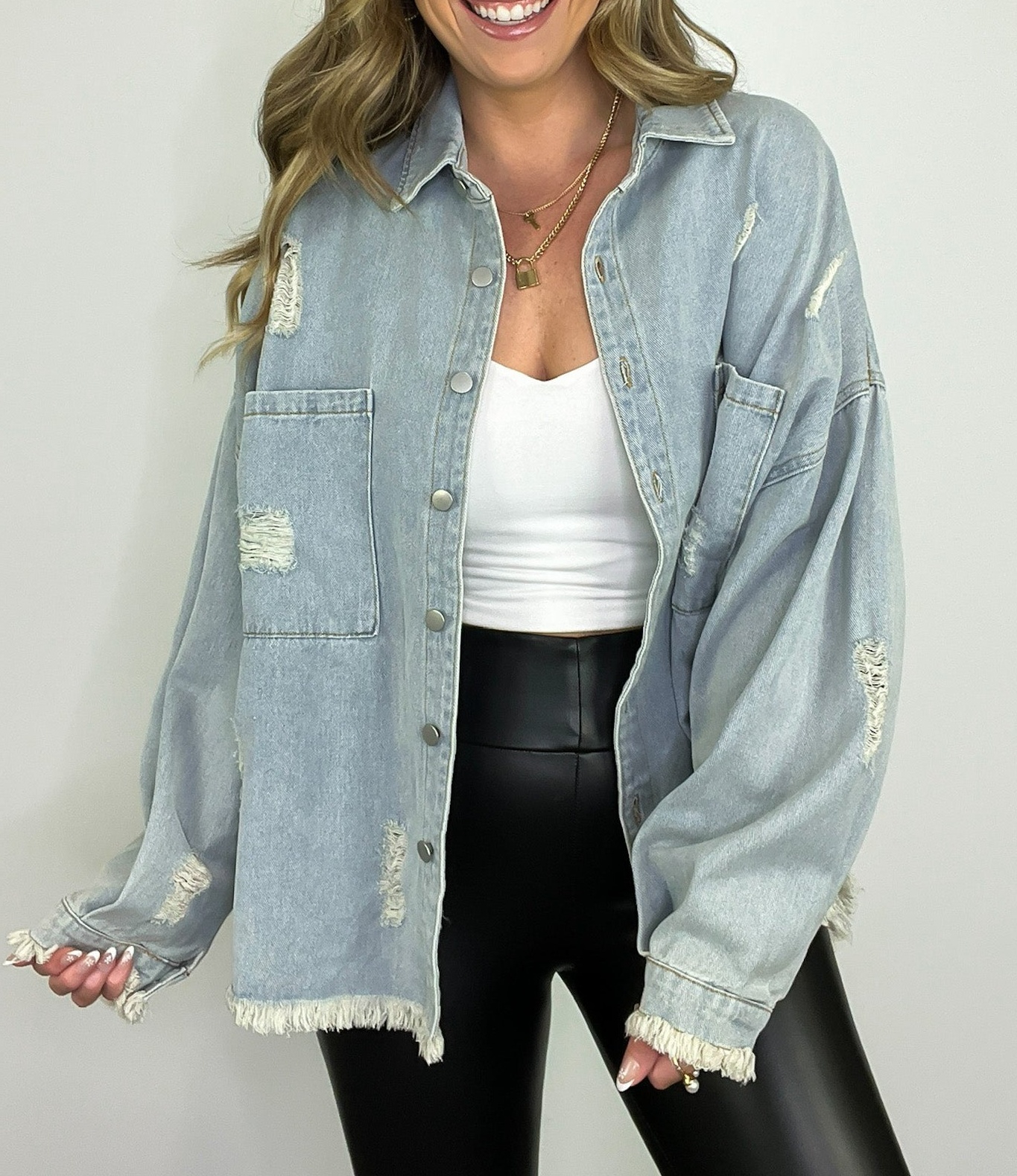 Oversized Distressed Denim Jacket