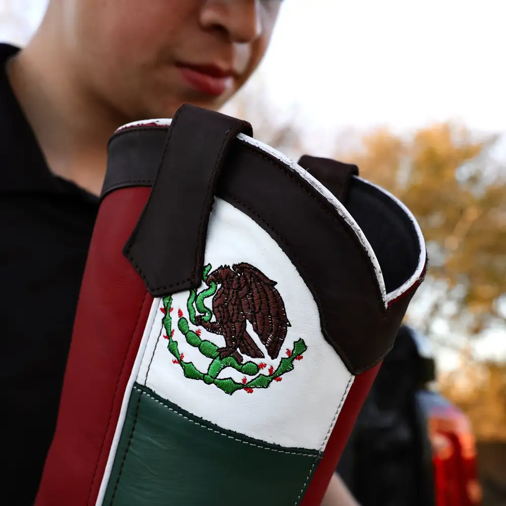 Brown MEXICO Flag Leather Work Boots - Composite Toe