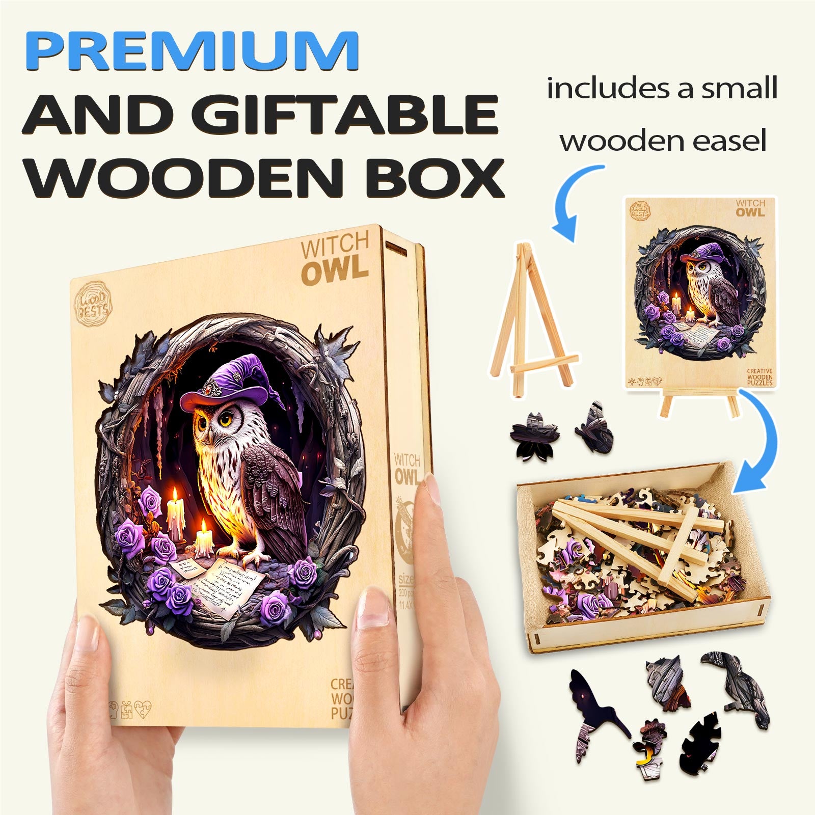3D Witch Owl Wooden Jigsaw Puzzle