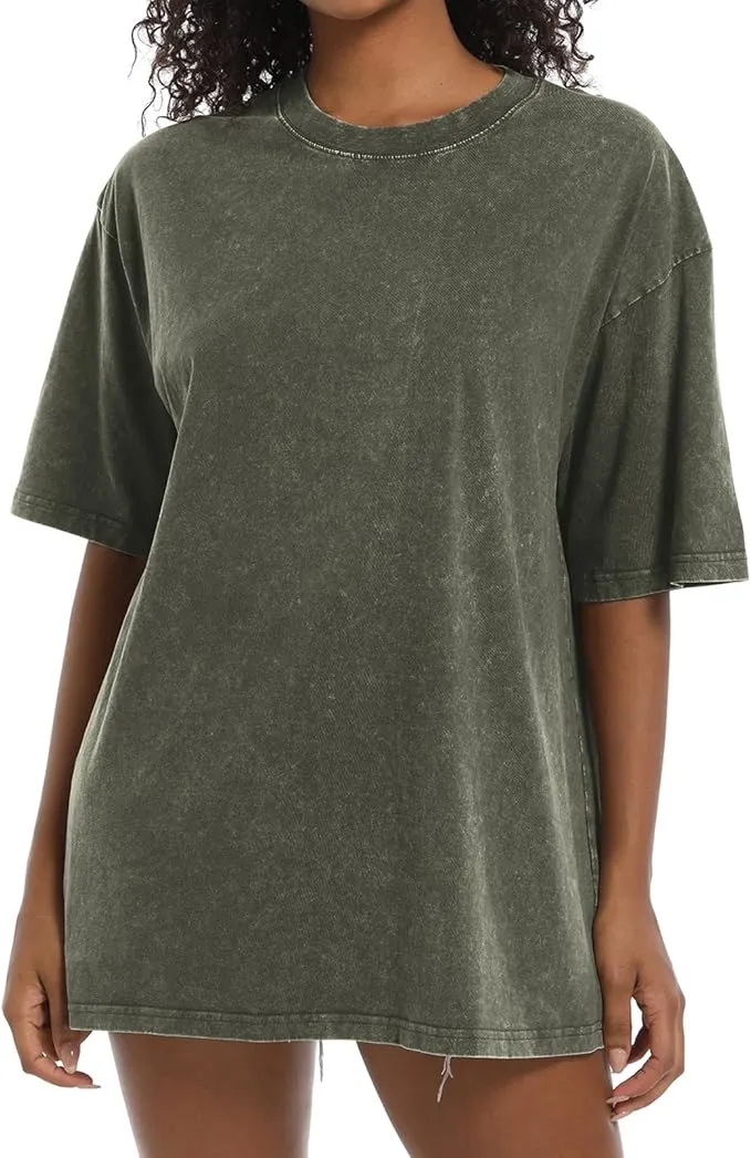 Acid Wash Women's Oversized Cotton T-Shirt