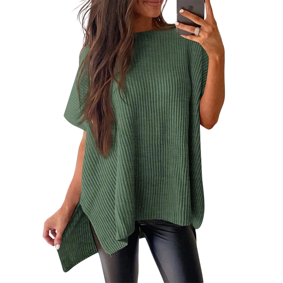 Women's Oversized Ribbed Short Sleeve Knit Top