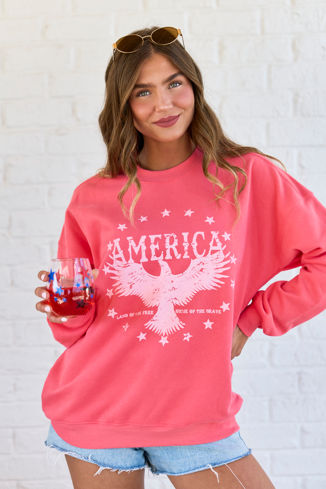 American Eagle Light Red Graphic Sweatshirt