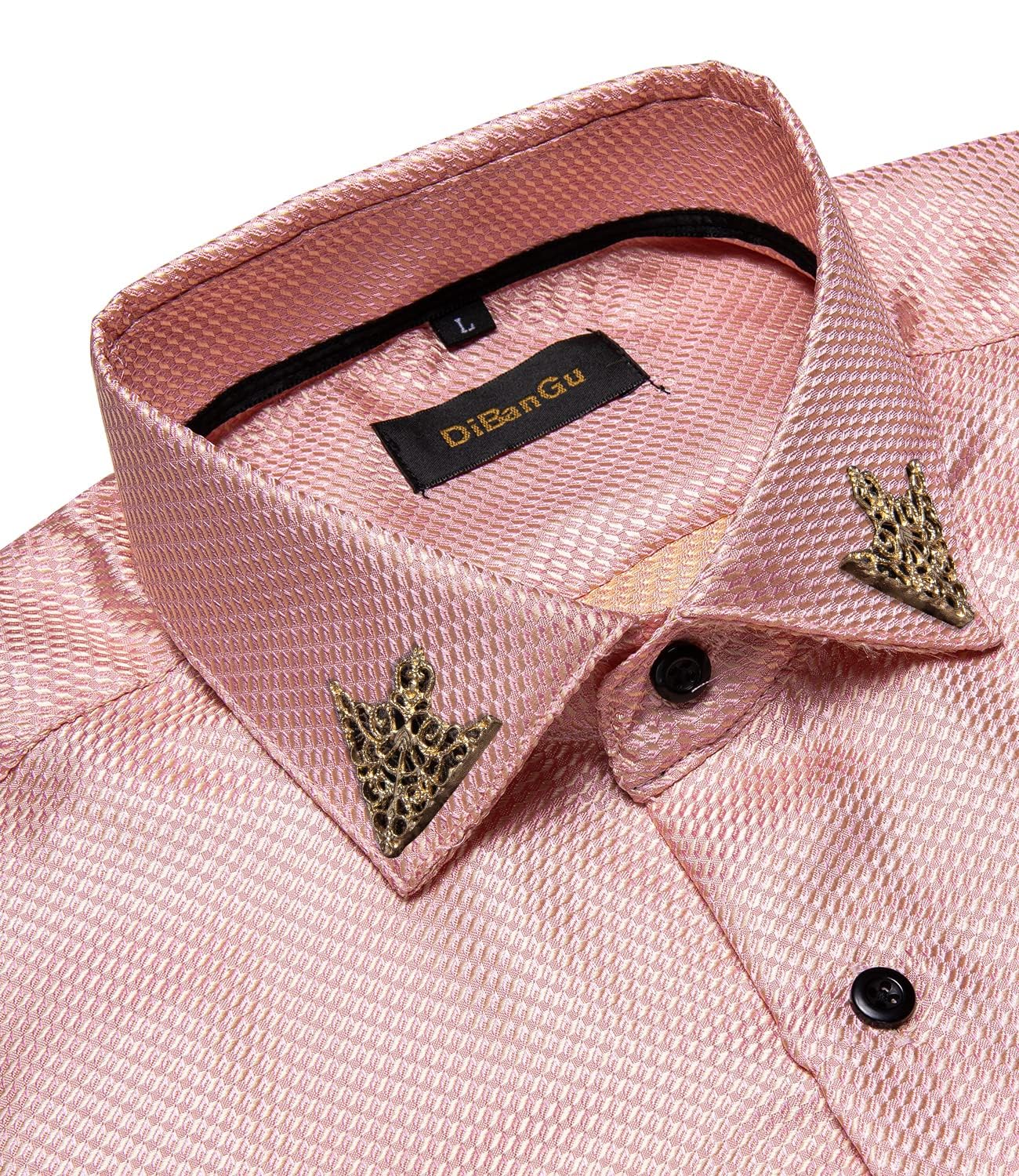 Men's Paisley Dress Shirt Long Sleeve Wrinkle Free Button Down Cowboy Shirts - Blush Pink&paisley
