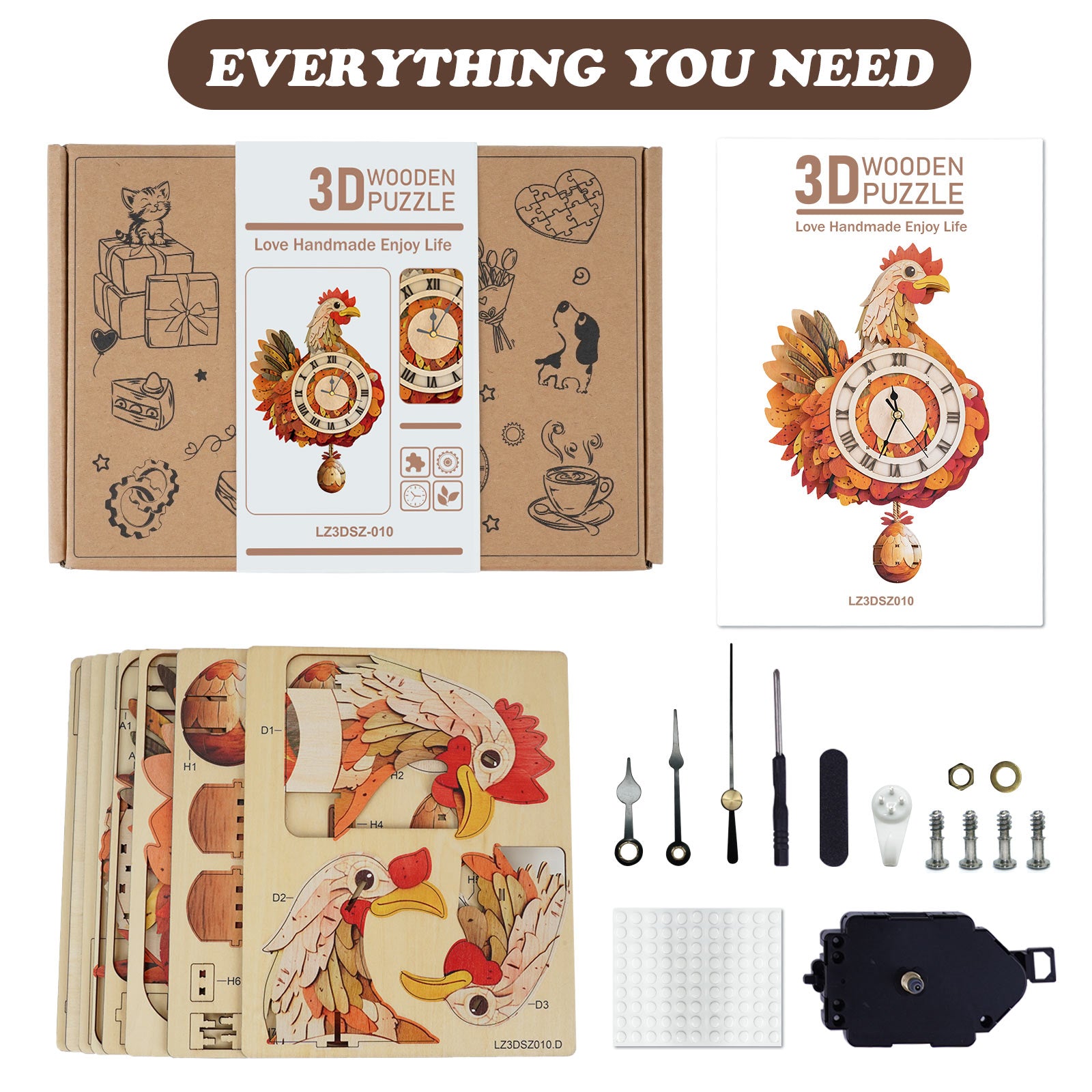 Cluck & Tick Hen Egg  â€“ DIY Wooden Clock, 3D Puzzle Craft Kit