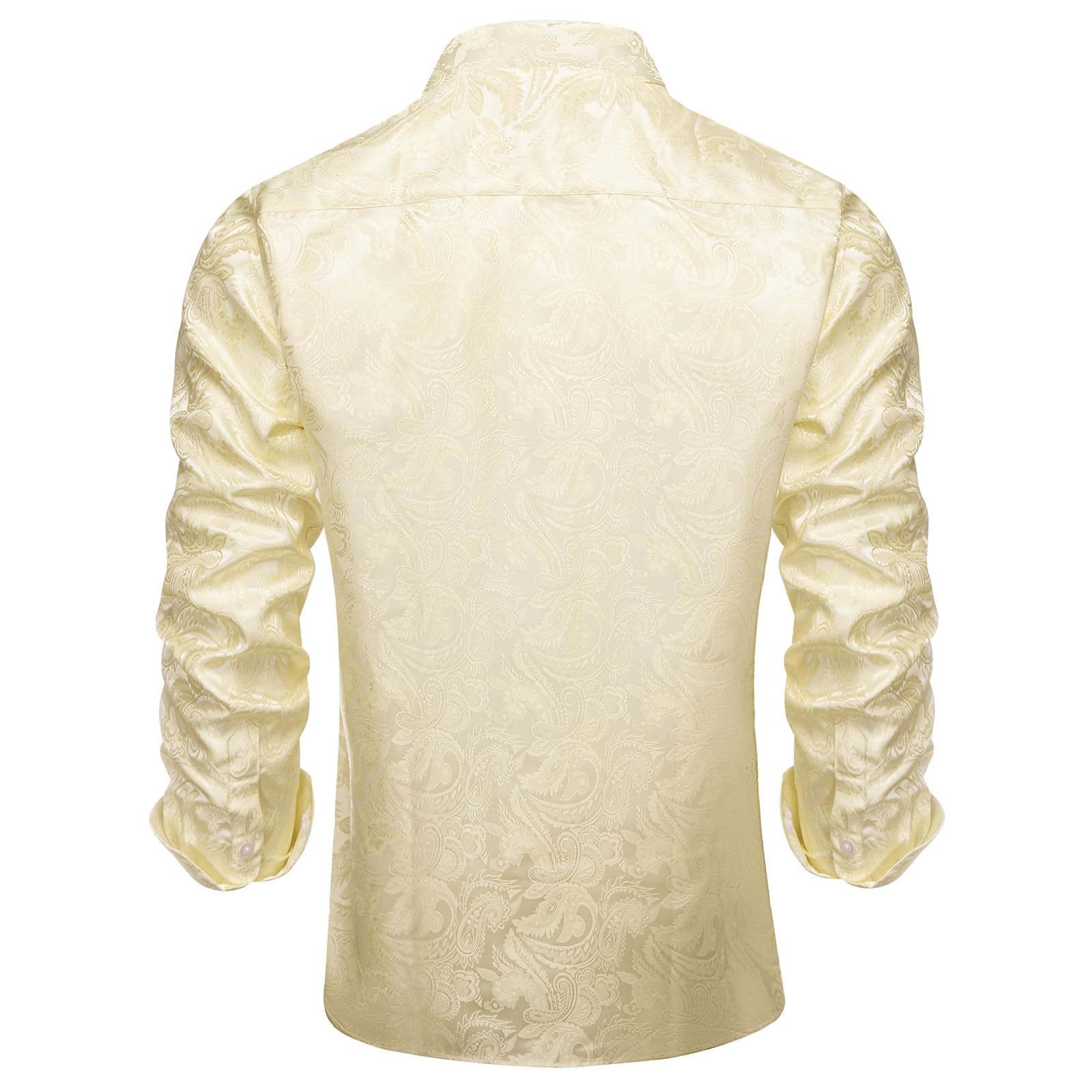 Men's Paisley Dress Shirt Long Sleeve Wrinkle Free Button Down Cowboy Shirts - Beige&paisley