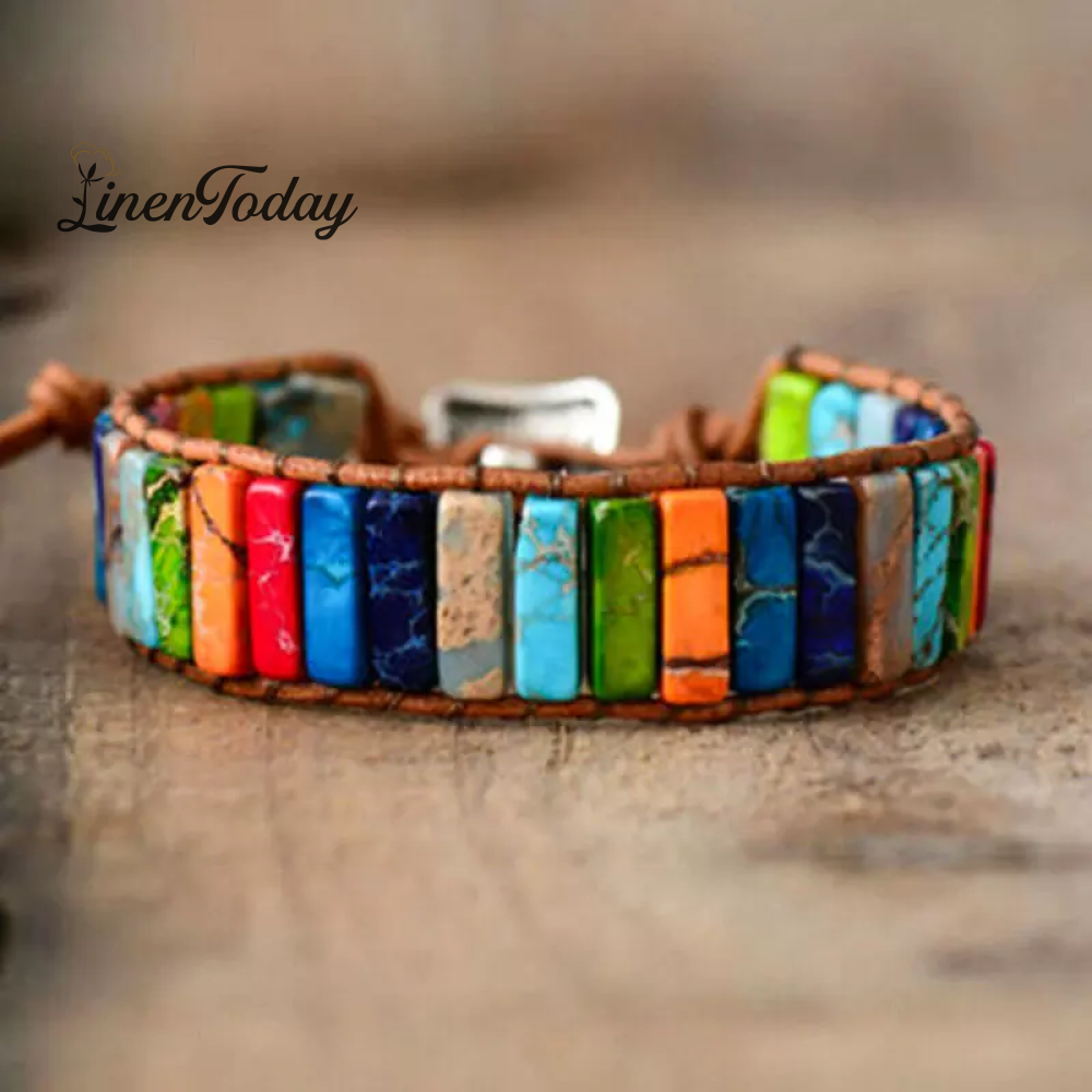 Sunflower Colorful Stone Beaded Wrap Bracelet