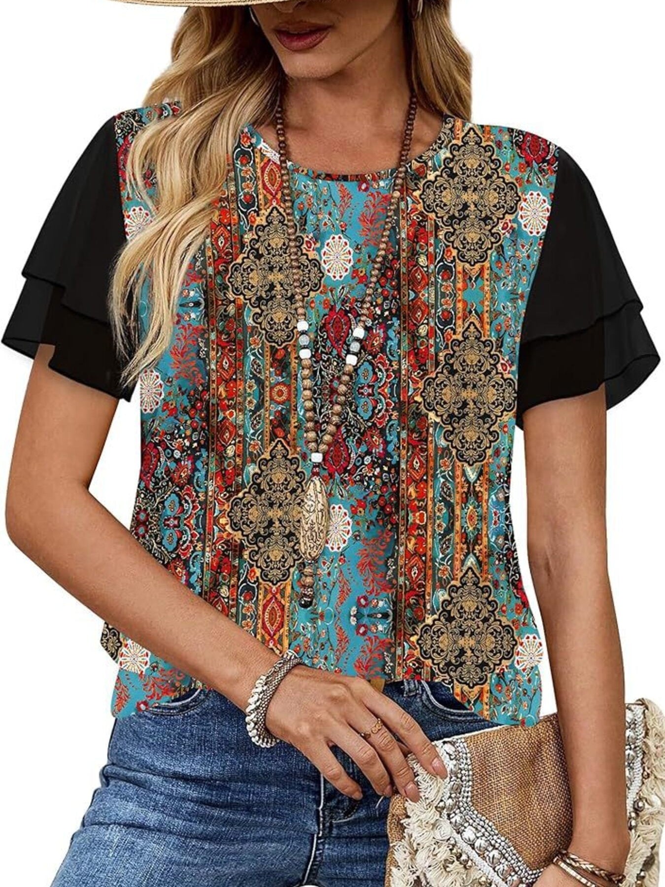 Layered Short Sleeve Round Neck T-Shirt