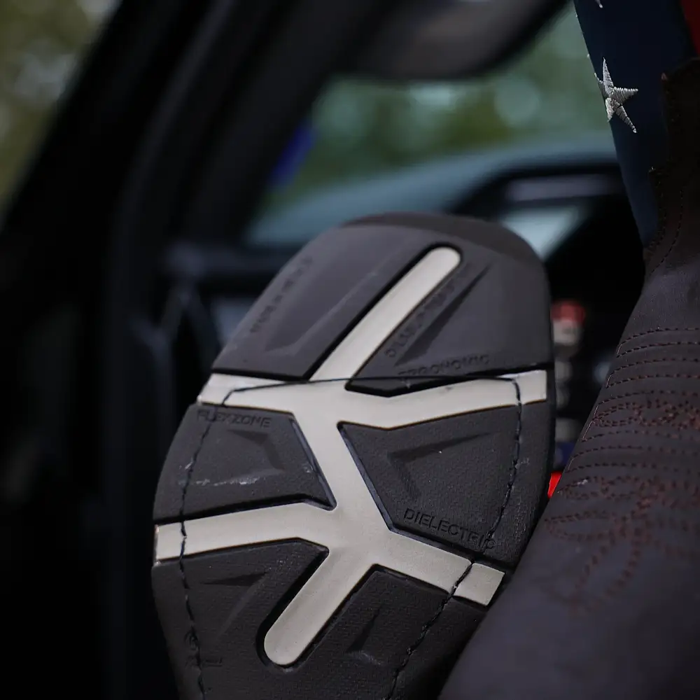 Brown USA Flag Leather Work Boots - Composite Toe