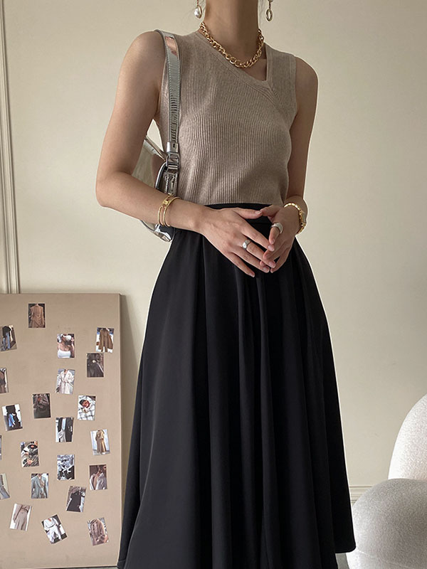 Asymmetric Solid Color Sleeveless V-Neck Vest Top