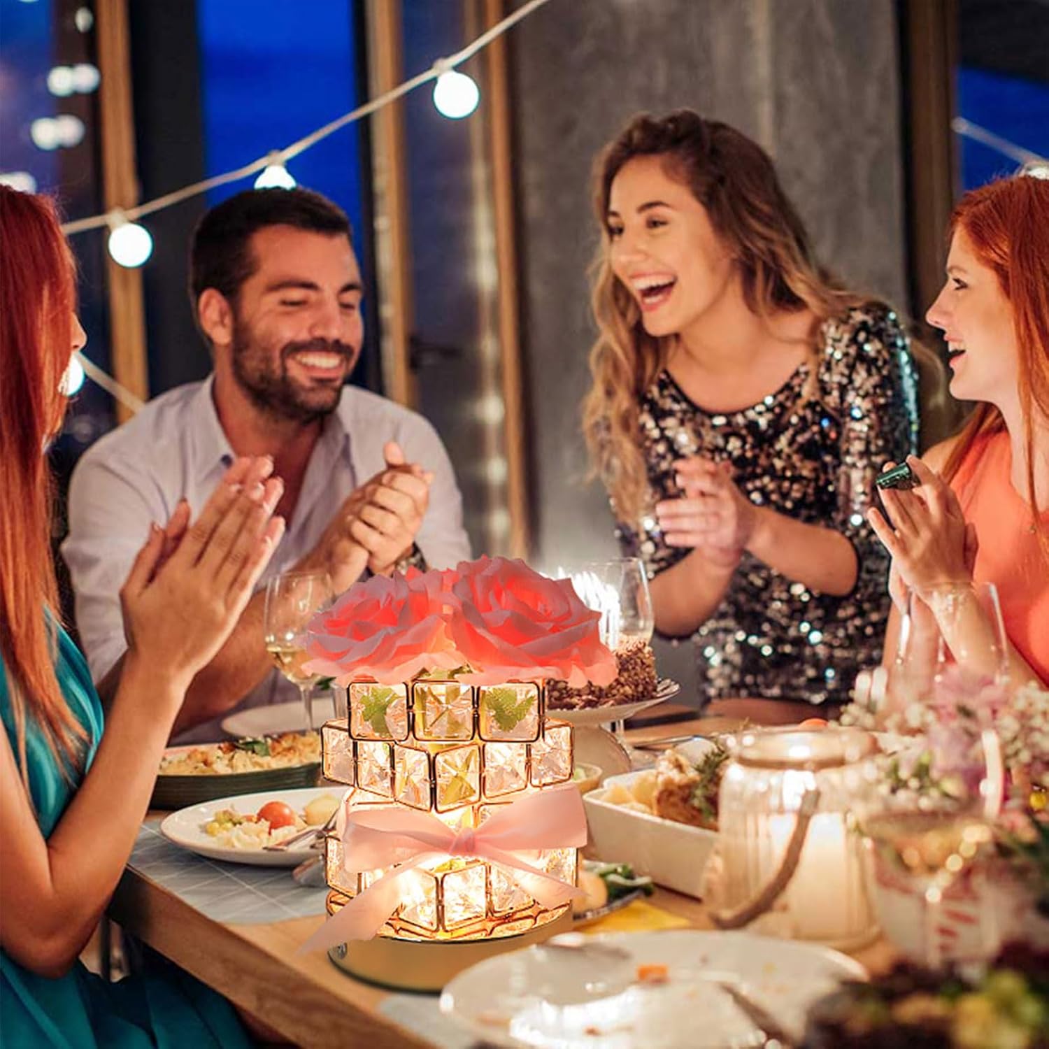 Rose Crystal Table Lamp