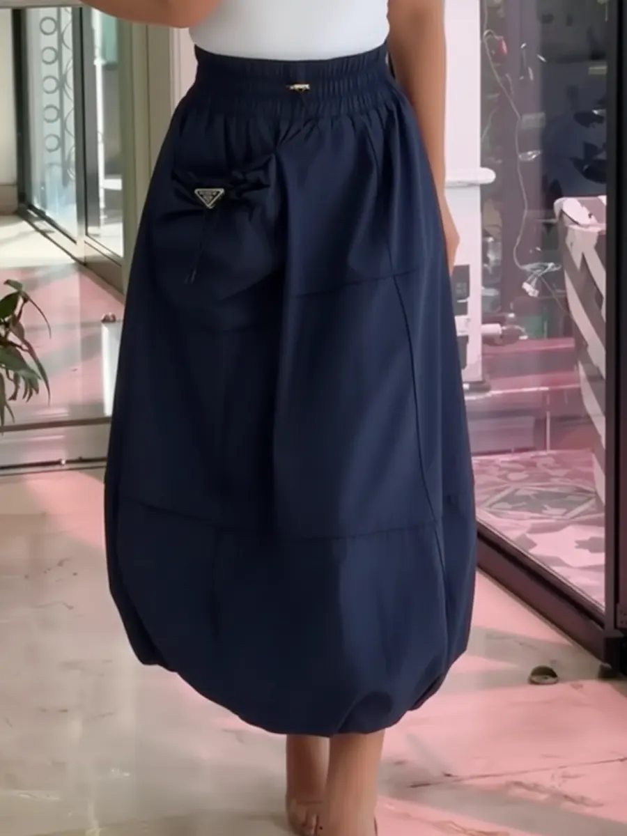 Women's Casual And Fashionable Elastic Waist Skirt