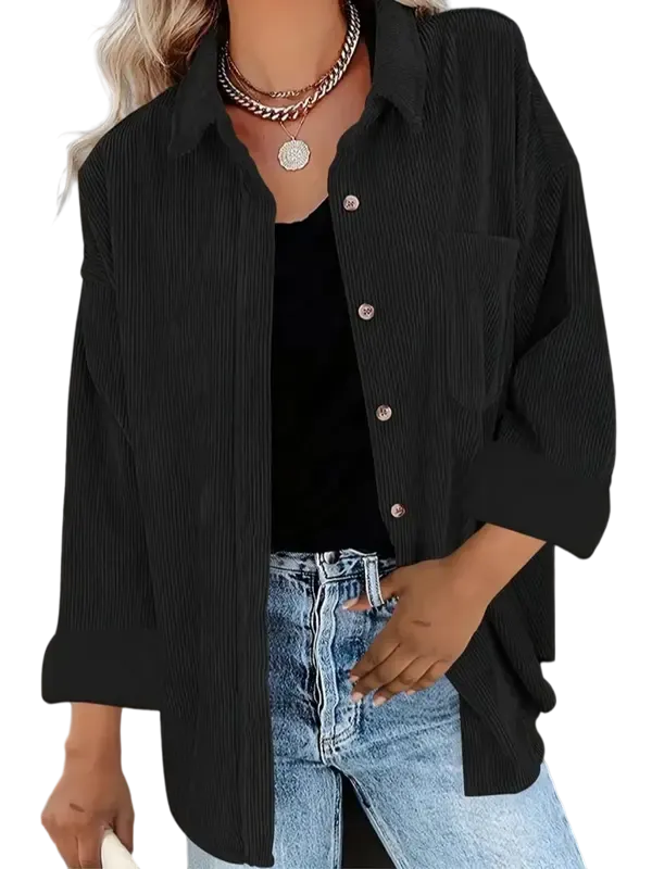 Women’s Preppy Collared Blouse – Minimalist 80s Style Button Down Shirt