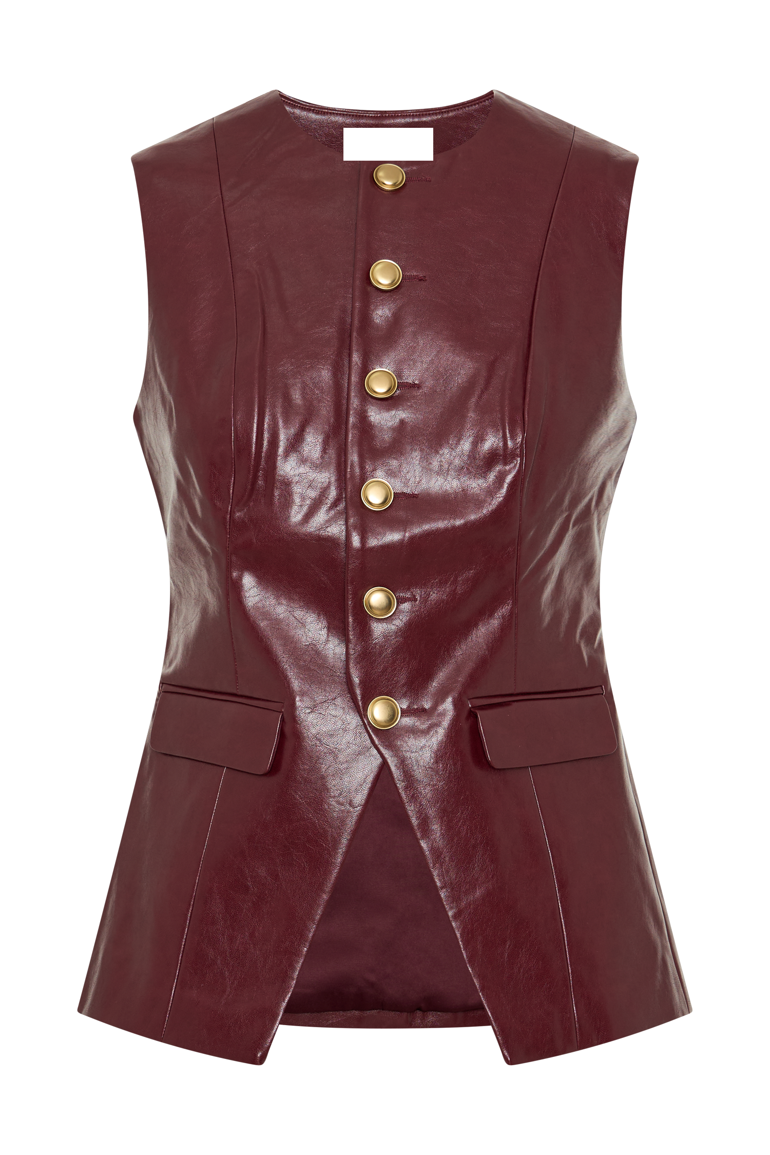 Red Faux Leather Sleeveless Vest