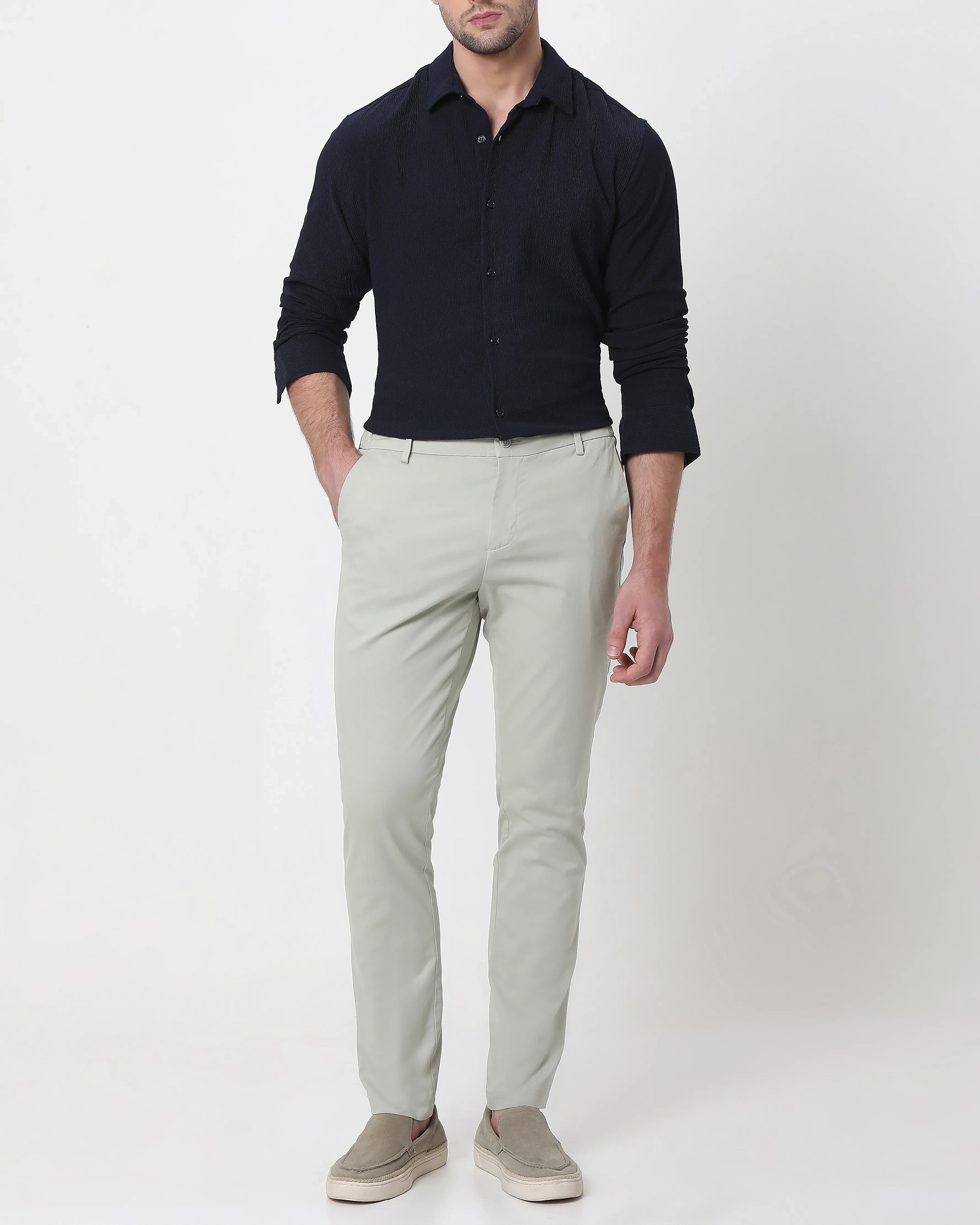 Simple And Comfortable Slim-Fit Breathable Navy Shirt