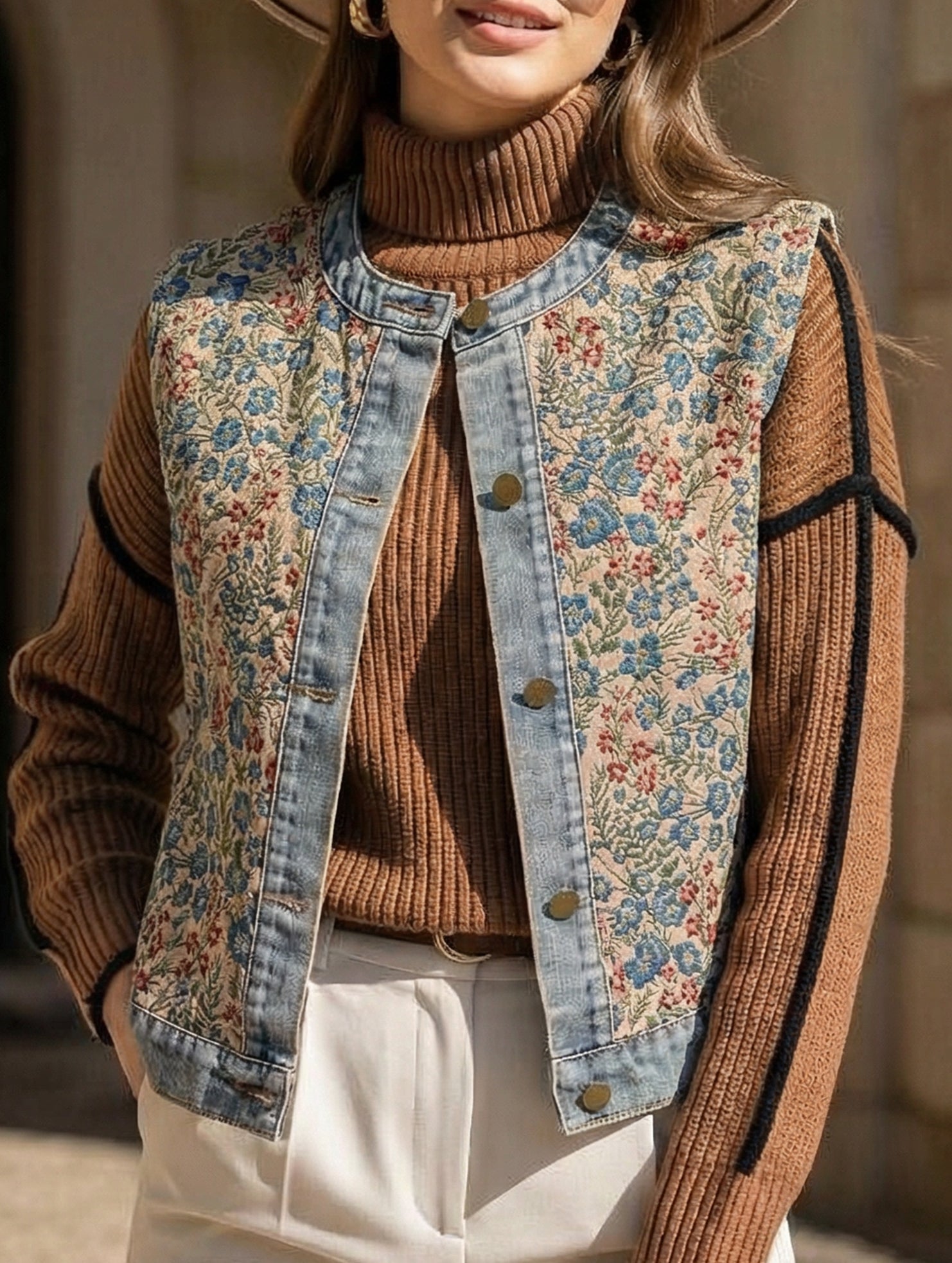 Casual Printed Short Jacquard Sleeveless Vest