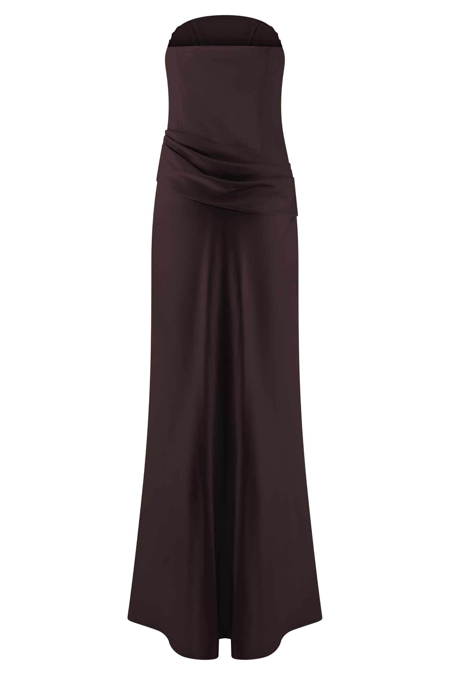 Chocolate Strapless Satin Maxi Dress