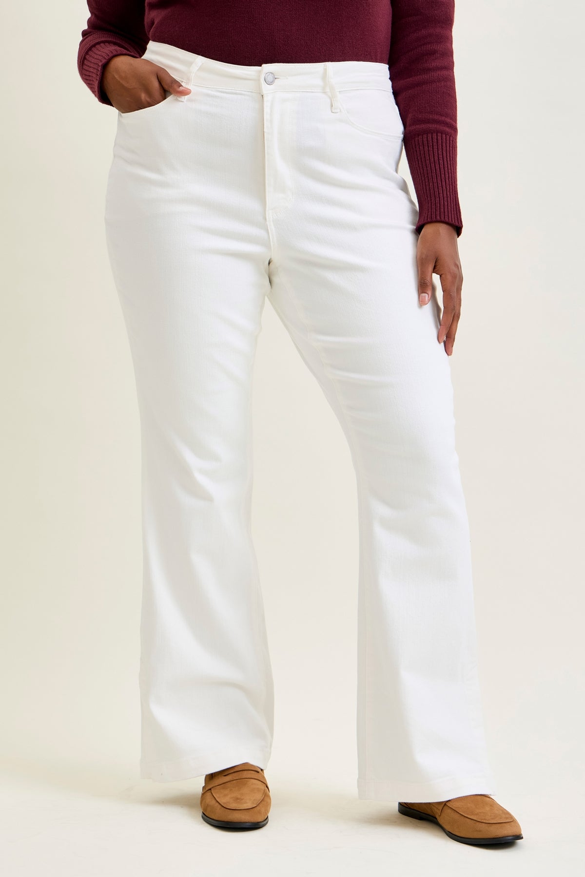 Lara White Slim Boot with Side Slit - PLUS