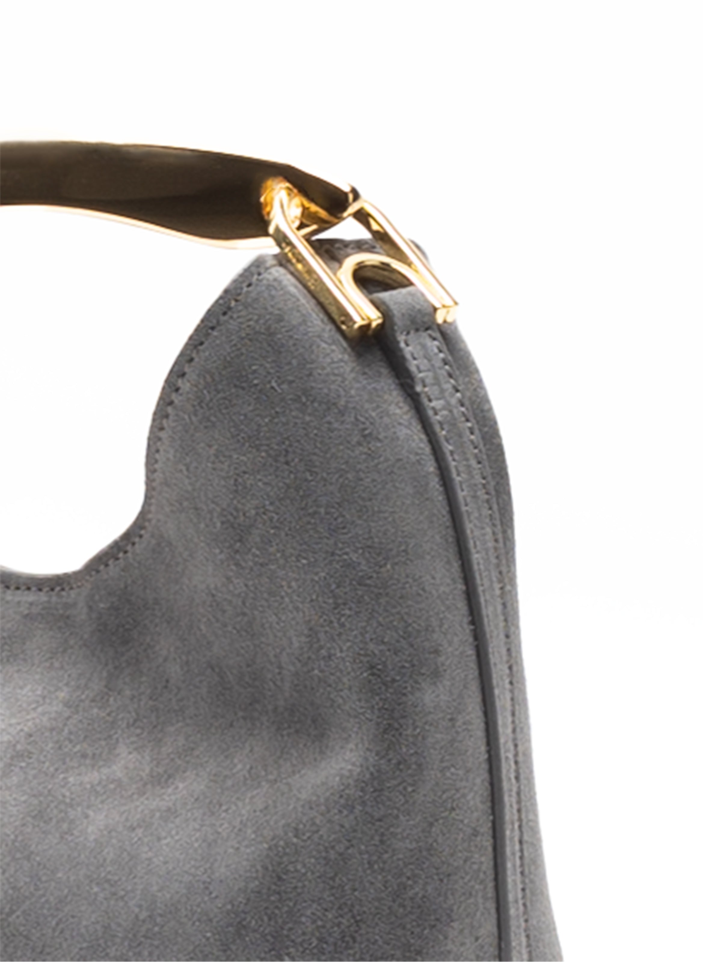 Small Boomerang Suede Grey - Gold Clearance Sale 85%OFF