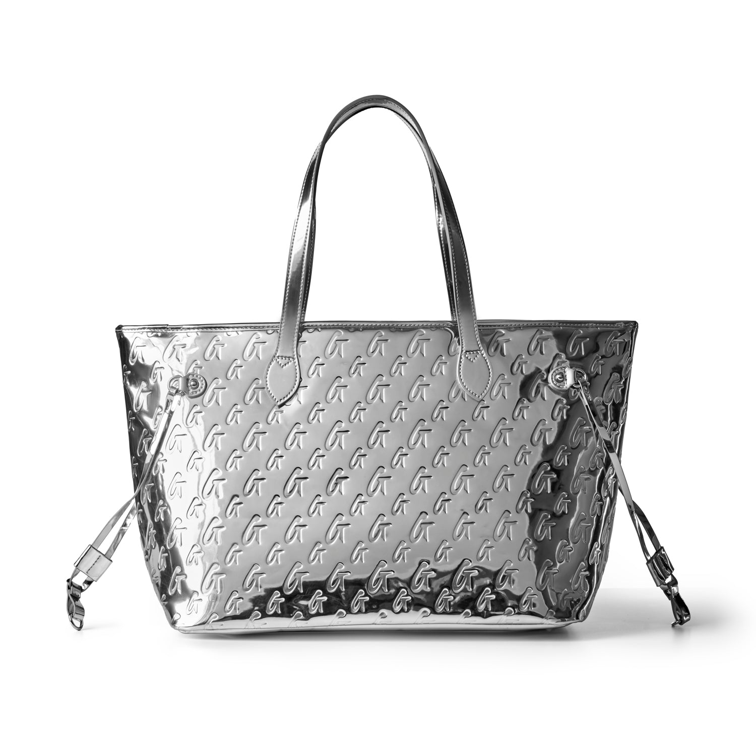 METALLIC MONOGRAM GLAM TOTE - METALLIC SILVER