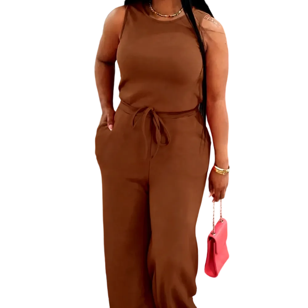 Women’s Spring/Summer Two-Piece Lounge Set with Pockets, Snatched & Comfy Sleeveless Top