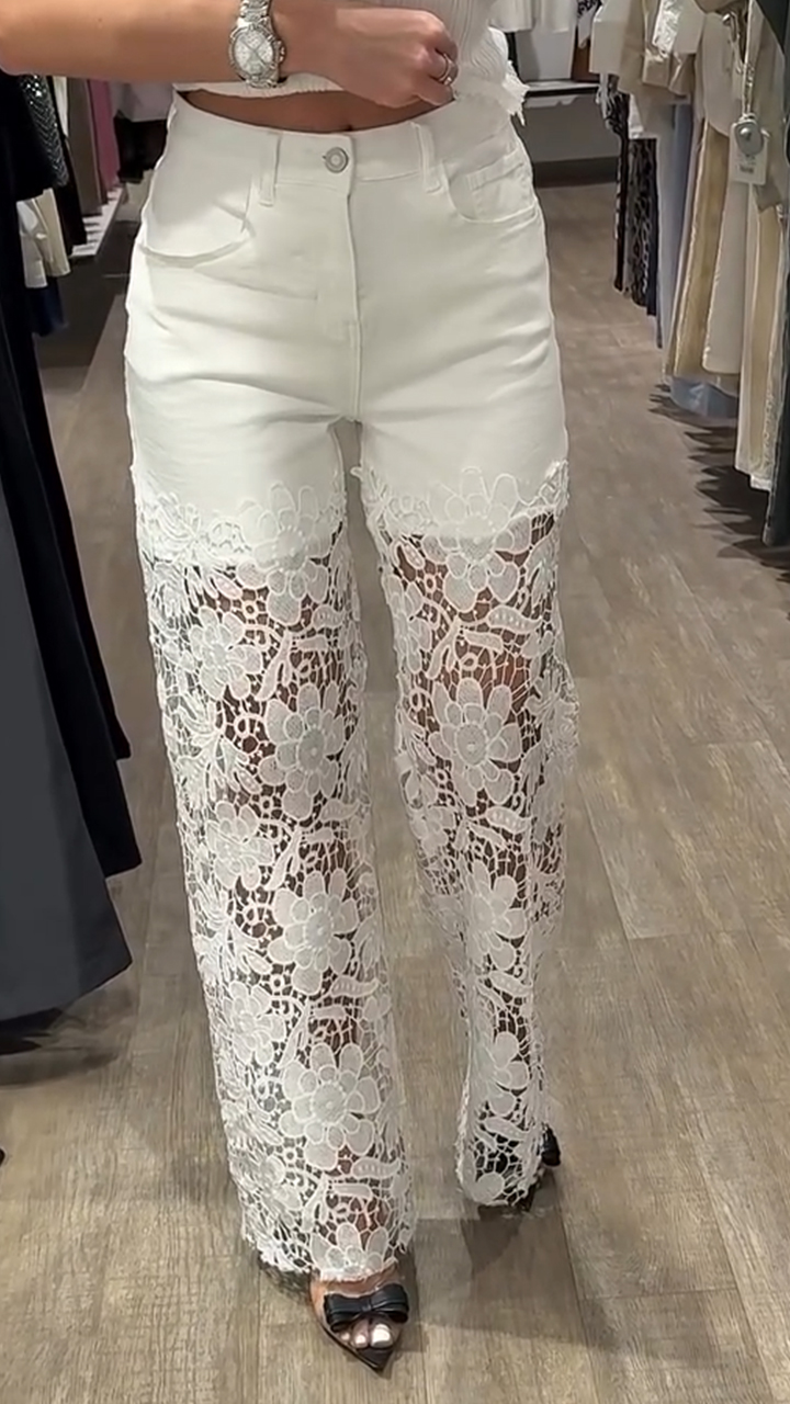 Women's Lace Patchwork Casual Jeans