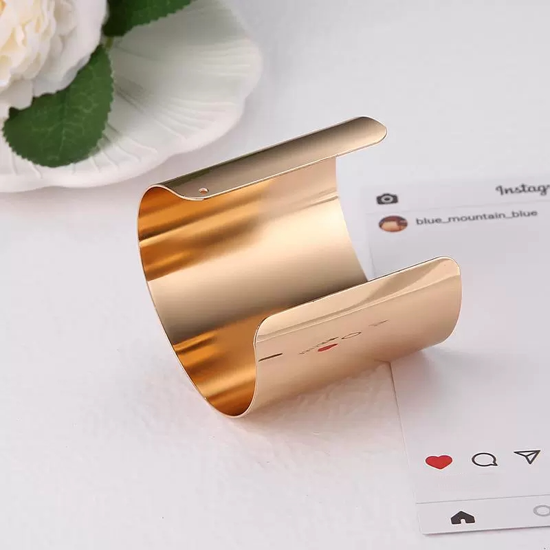 Ladies' Metal Versatile Gold Smooth Wide Version Bracelet