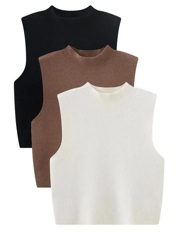 Women's Solid Round Neck Sweater Vest