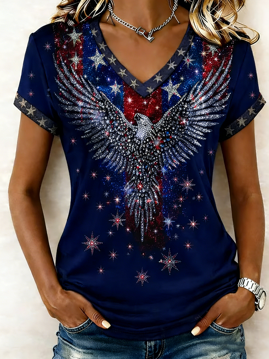 Women's American 250Th Anniversary Commemorative Pattern Casual Short Sleeved T-Shirt