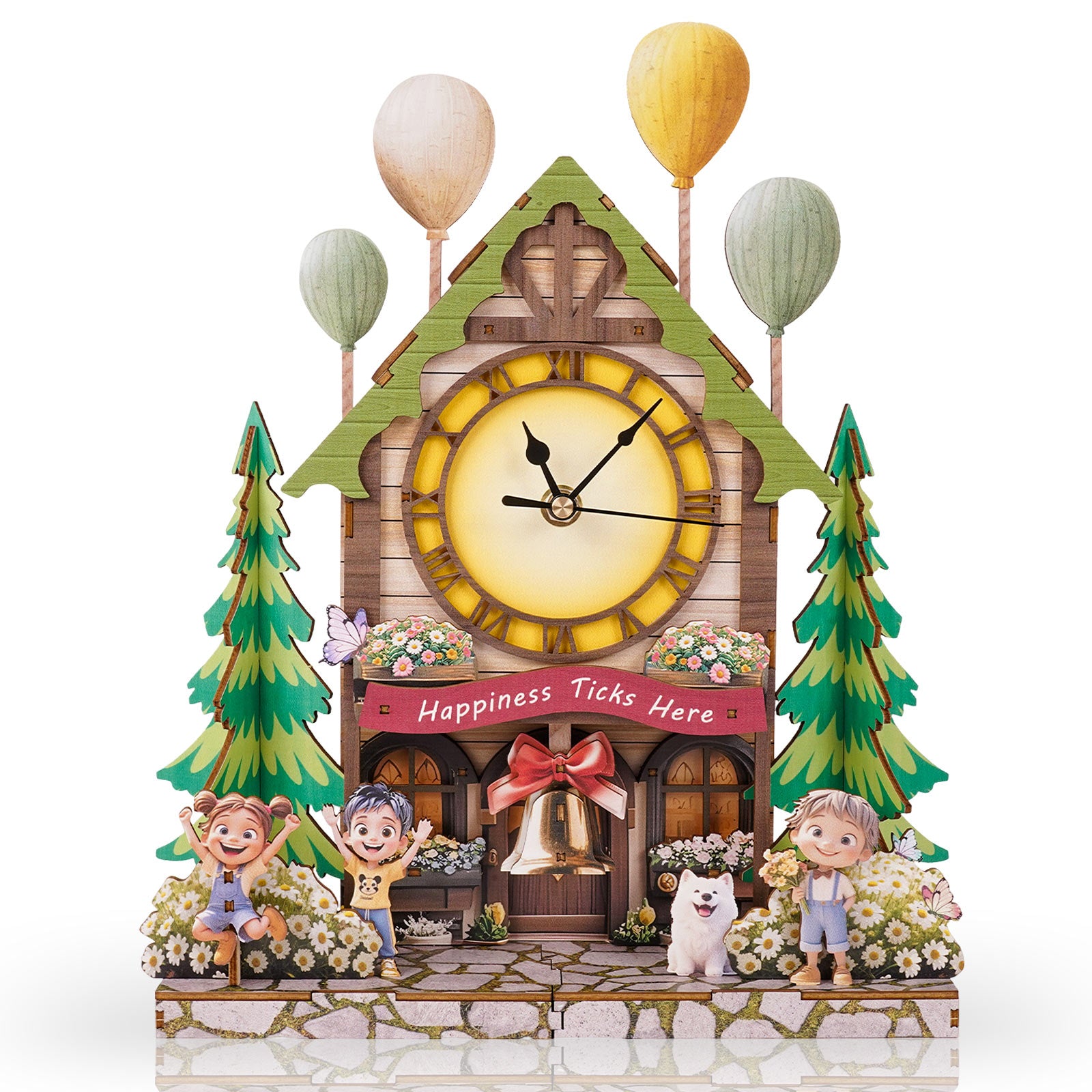 Balloon Cabin â€“ DIY Wooden Clock, 3D Puzzle Craft Kit
