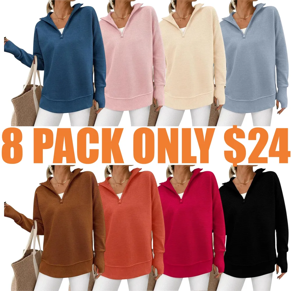 Women's Long Sleeve Quarter Zip Pullover Sweater