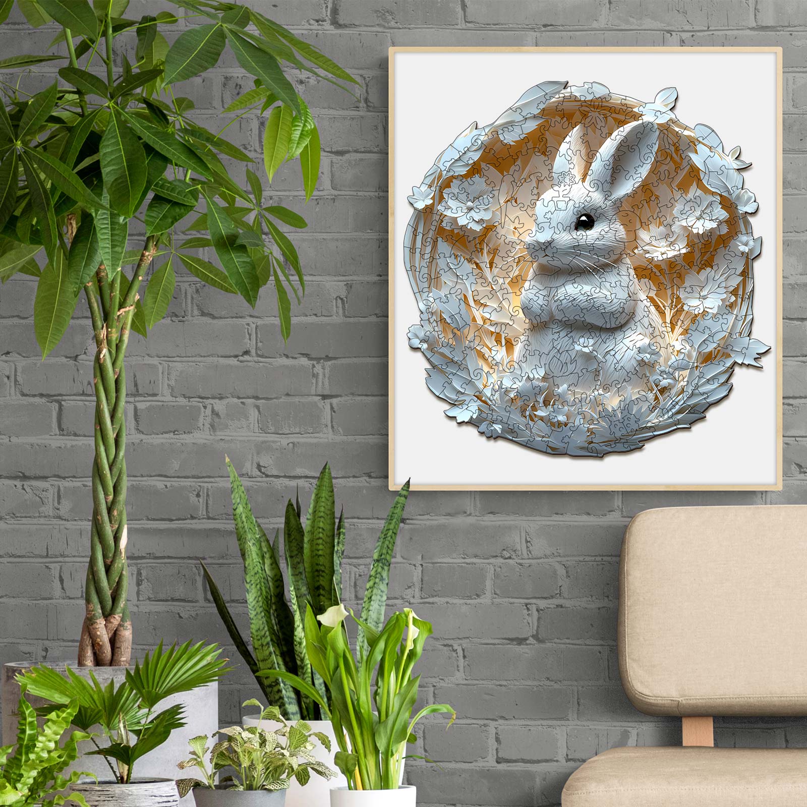 3D Paper Rabbit Wooden Jigsaw Puzzle