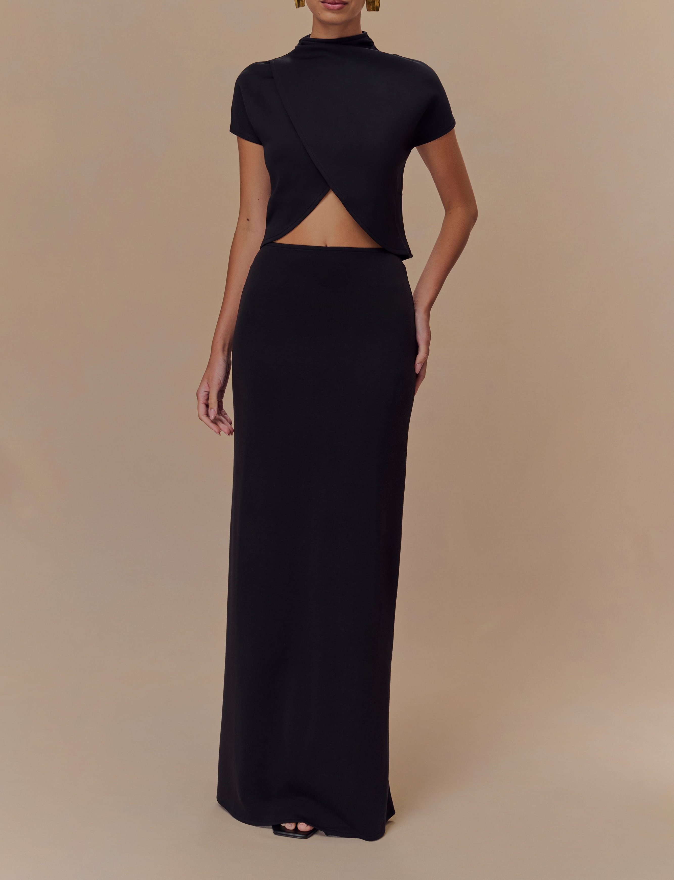 Black Scuba Jersey Maxi Skirt