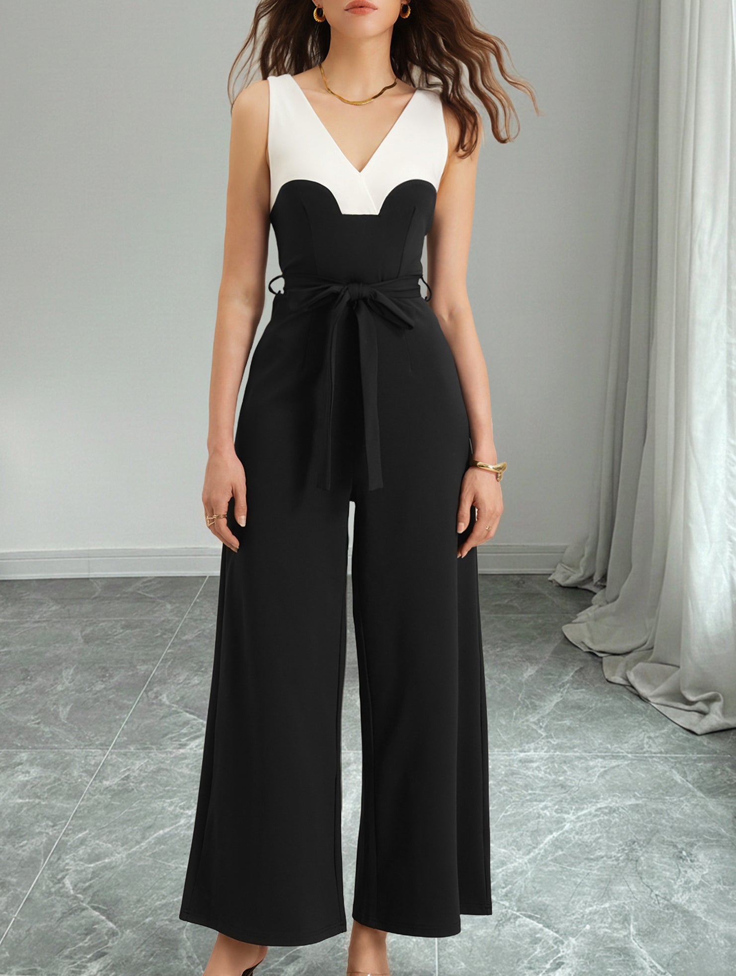 Color Block Cami Wide Leg Jumpsuit