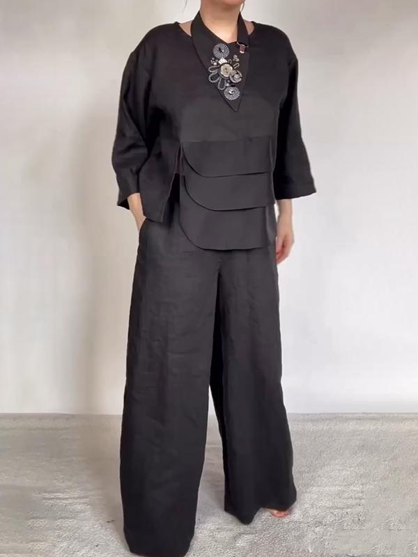 Women Stylish Plain Satin Three-pieces Set