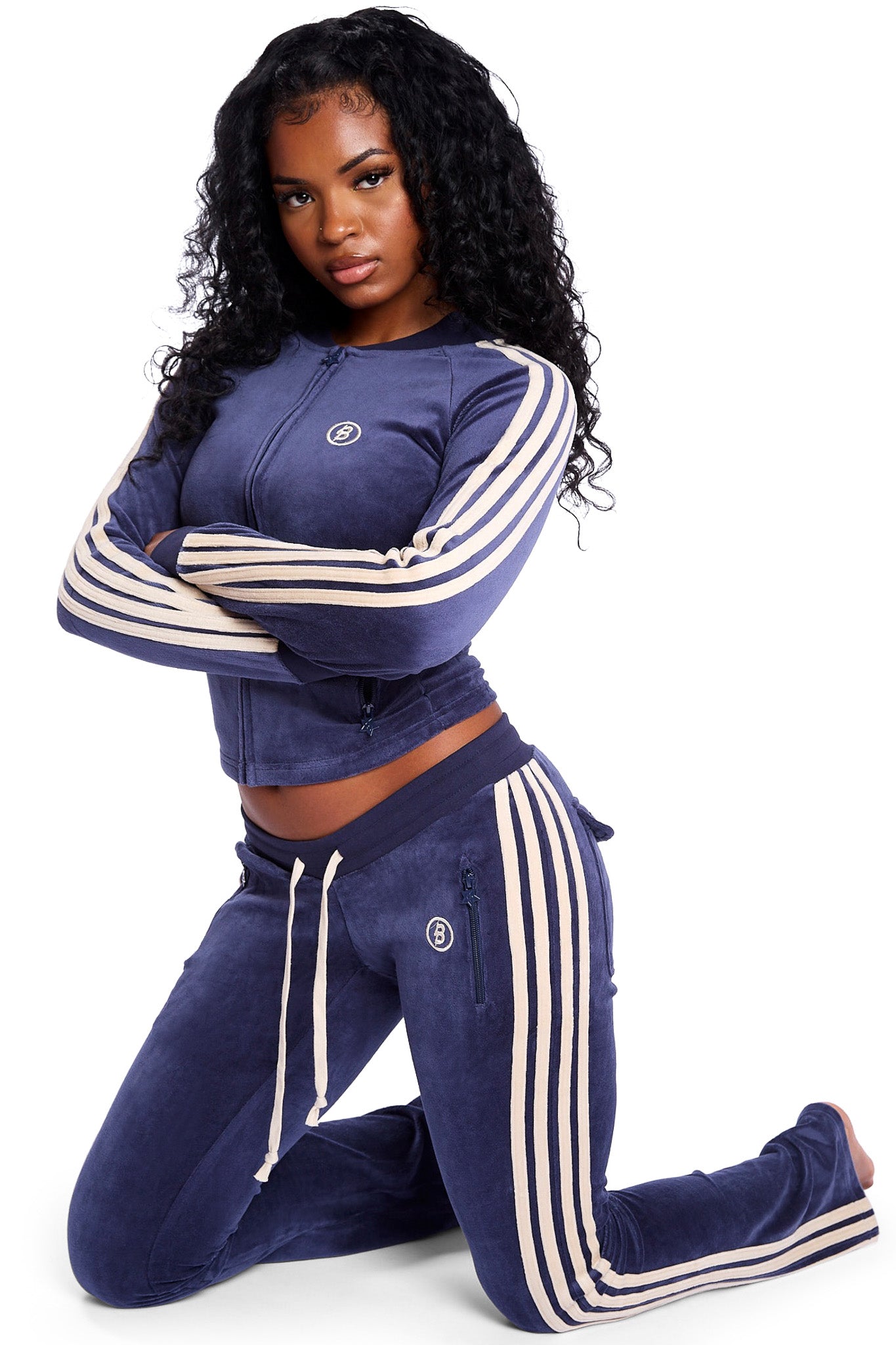 PRE-ORDER - BODY VELOUR TRACK JACKET (ROYAL BLUE/CREAM)