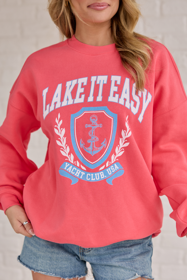 Lake It Easy Light Red Graphic Sweatshirt