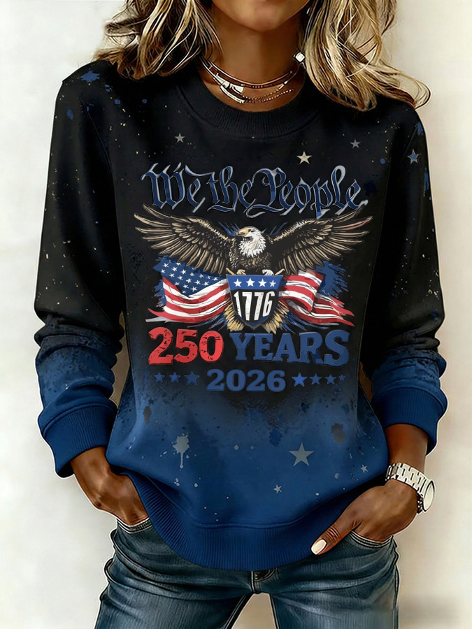 Ladies' Leisure 250th Anniversary National Day Celebration Round Neck Hoodie