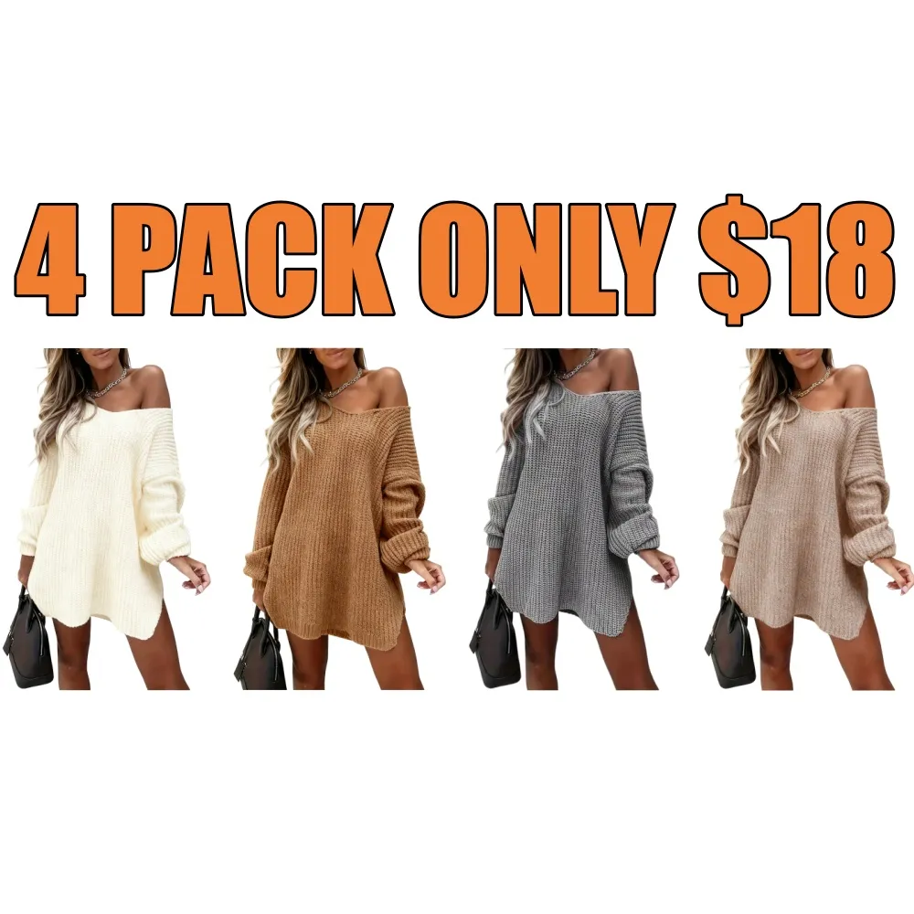 [Plus Size] Women's Solid Color Sweater Dress