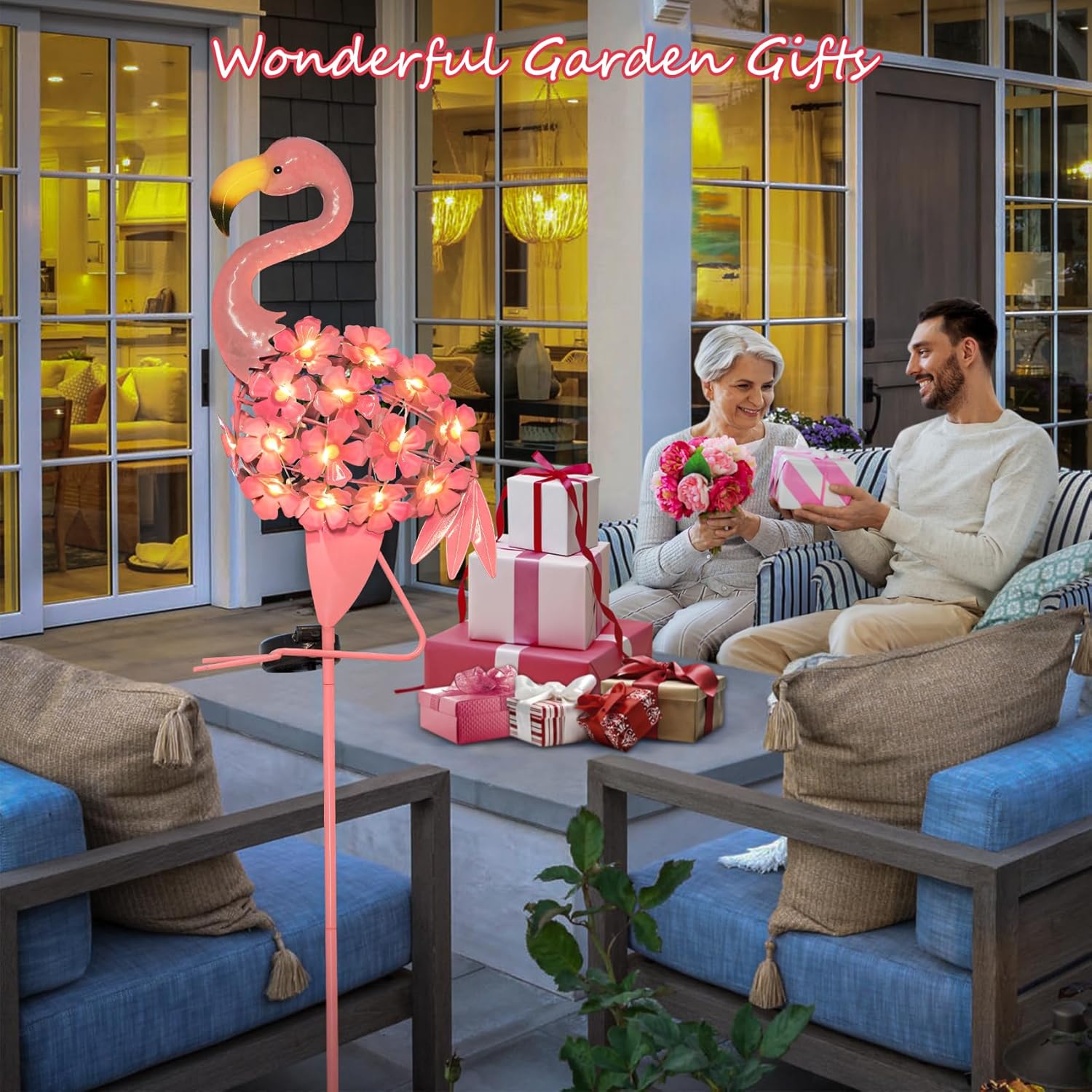 Pink Solar Flamingo Garden Ground Plug Decoration