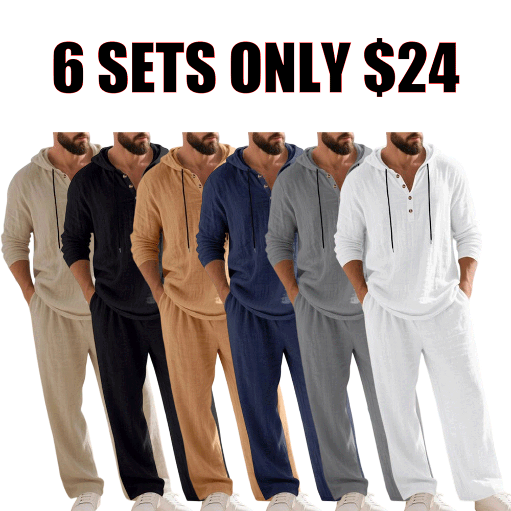 Men's Trendy Linen Hooded Two-Piece Set