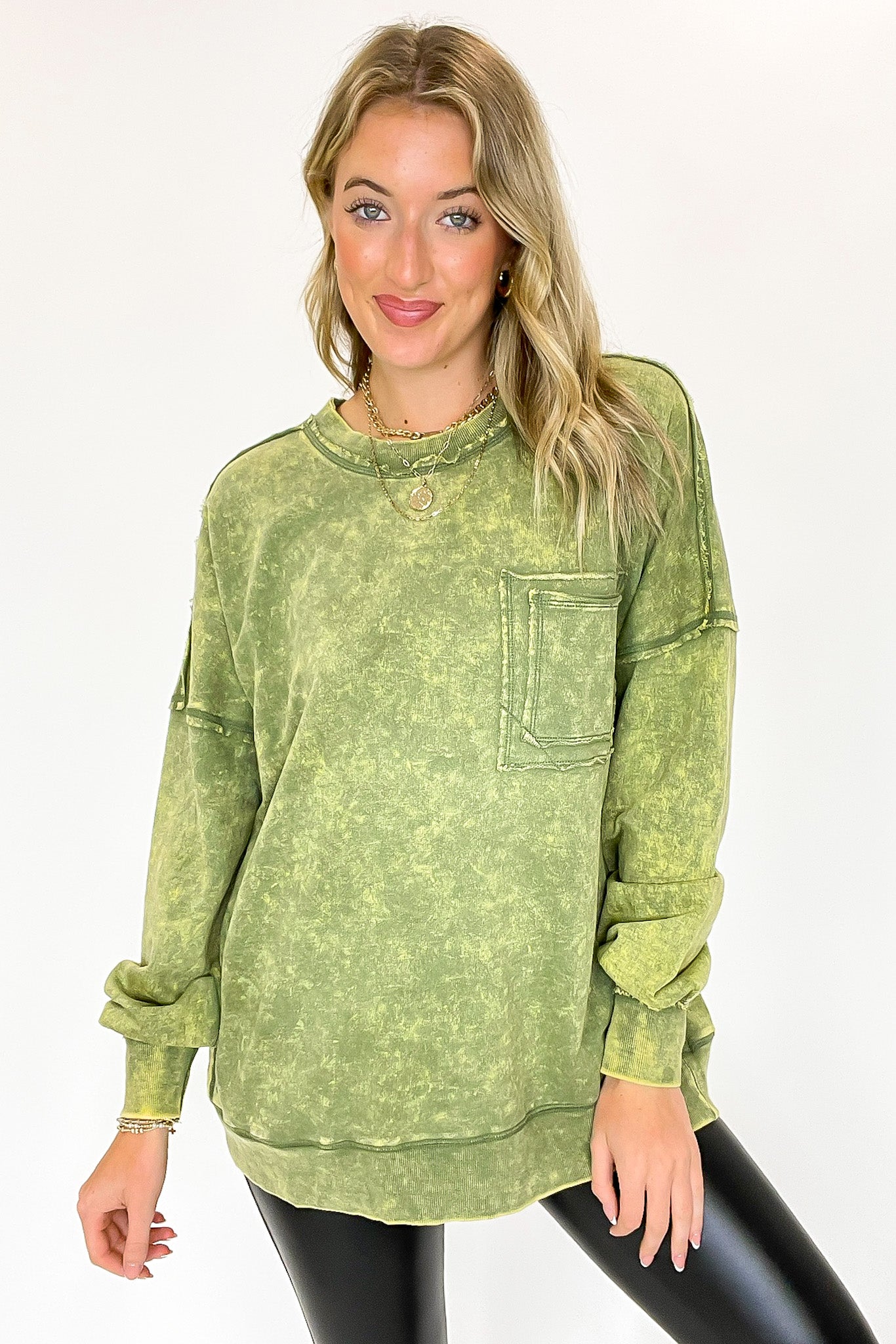 Vintage Acid Wash Raw Edge Pullover