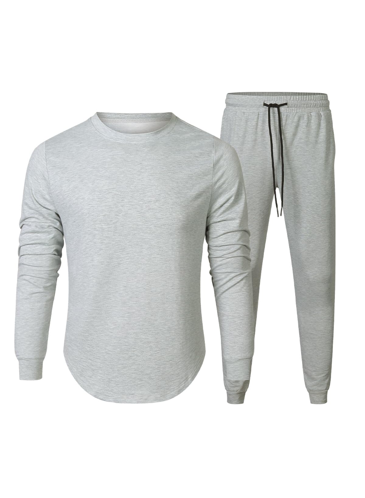 Men's 2 Piece Outfits Solid Color Cotton Pullover Sweatshirt Tracksuit & Joggers Sweatpants Sweatsuit Set