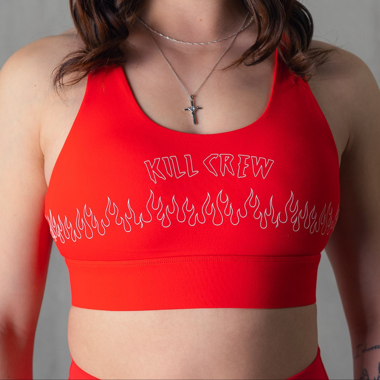 FLAME HIGH SUPPORT SPORTS BRA - RED / WHITE