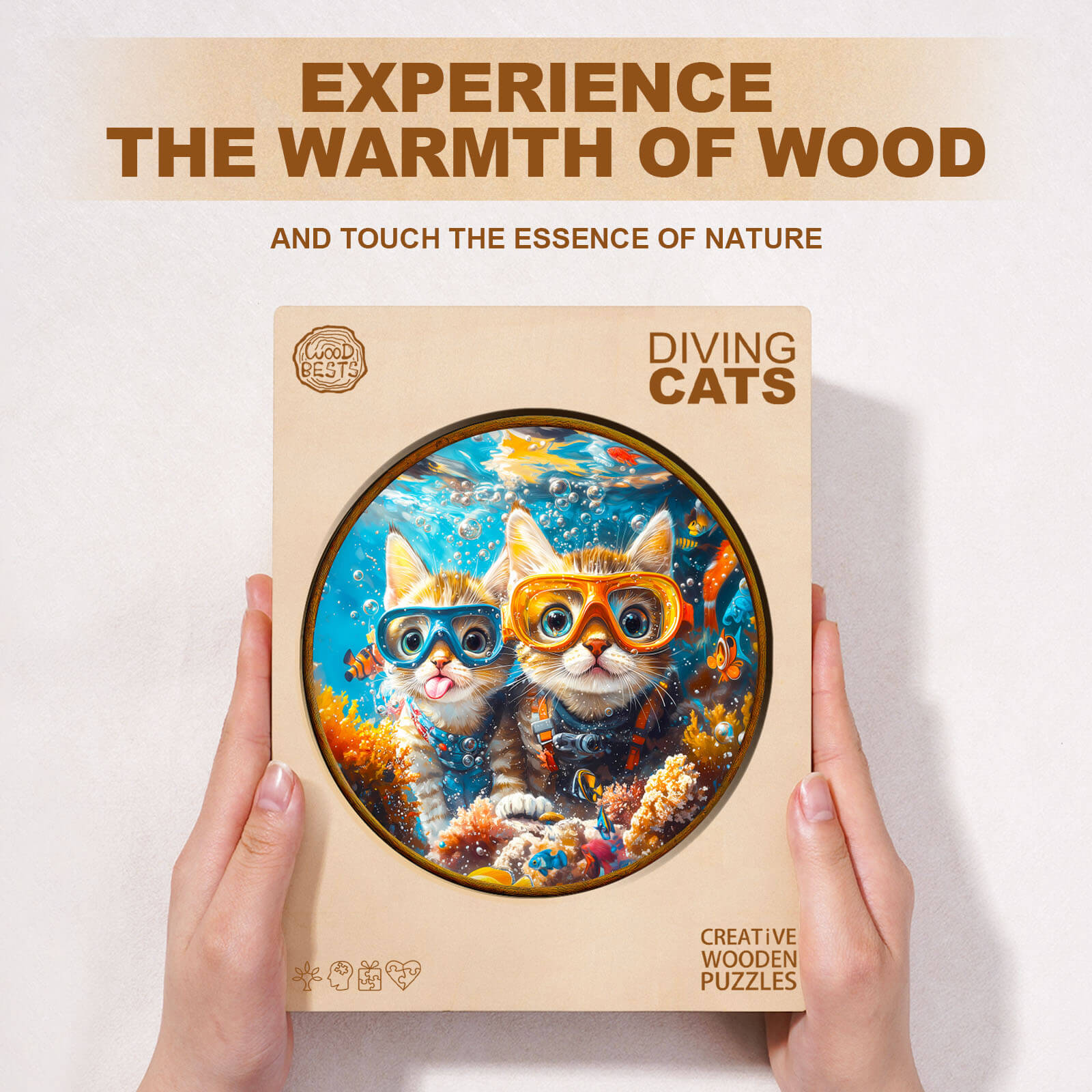 Diving cats Wooden Jigsaw Puzzle