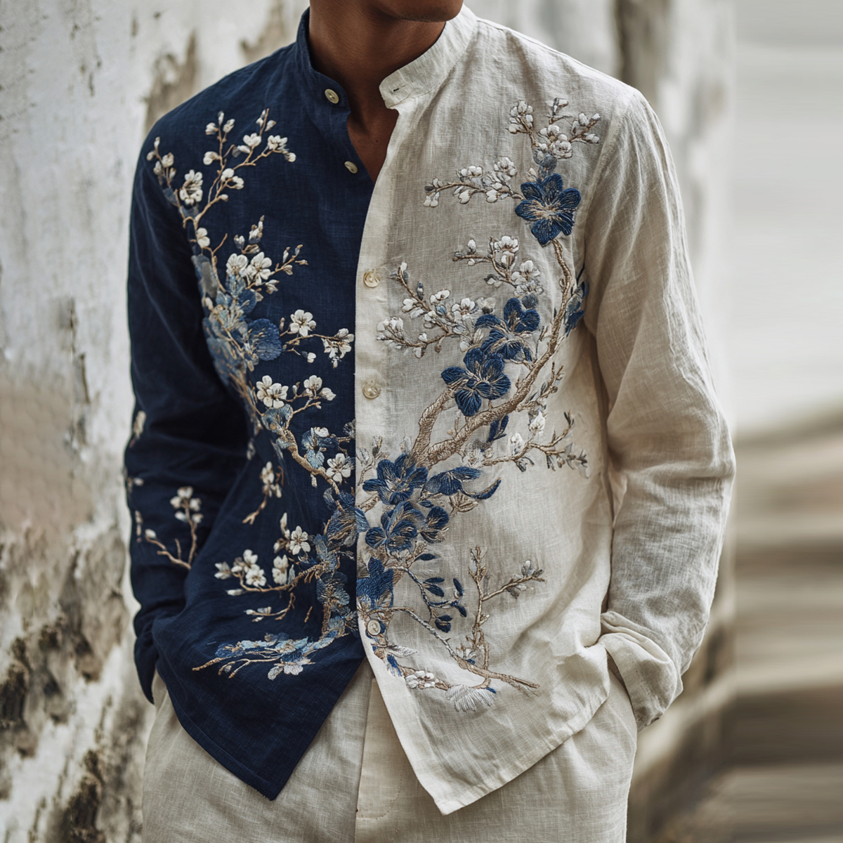 Men's Japanese-style Floral Art Casual Shirt