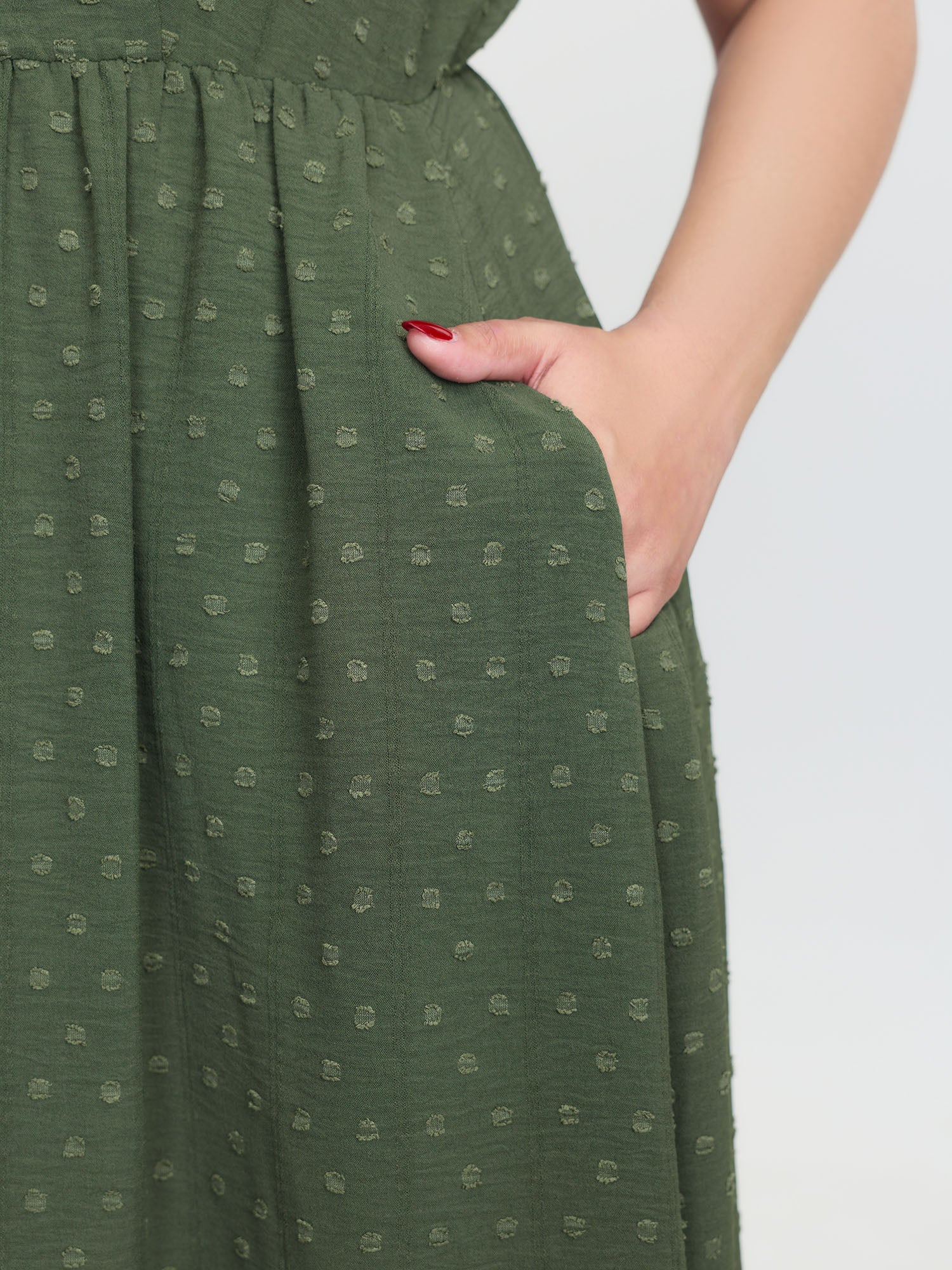 Cross-Tie Stretchy Waist Pocket Midi Dress