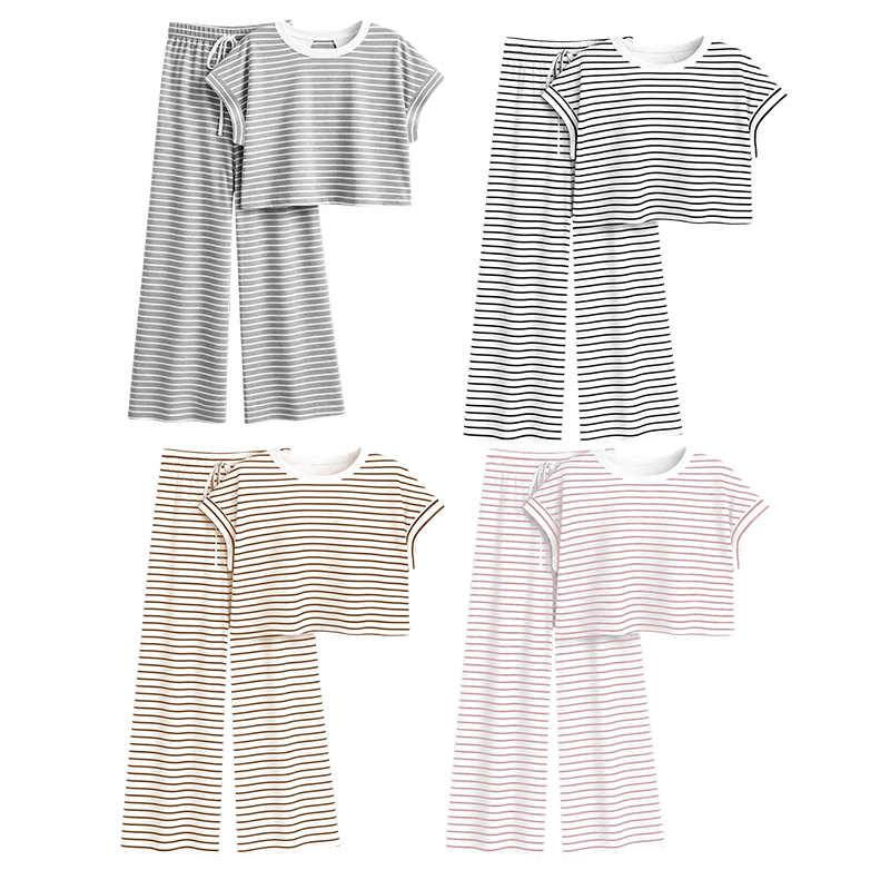 Women's 2-Piece Stripe Cross Back Lounge Set