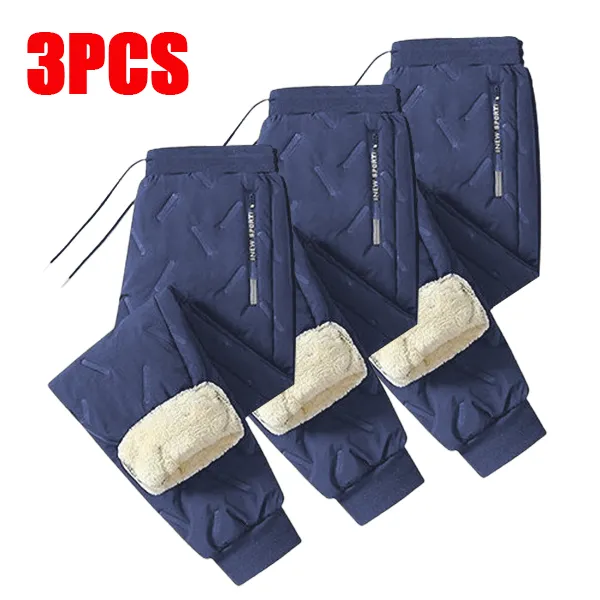 Men's 3-Pack Fleece-Lined Snow Pants - Fleece Lining, Drawstring Waistband, Ideal for Winter Sports & Casual Wear