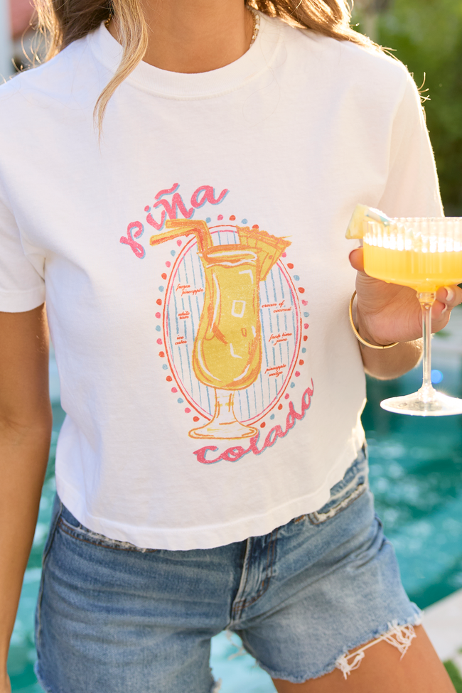 Pina Colada White Boxy Graphic Tee